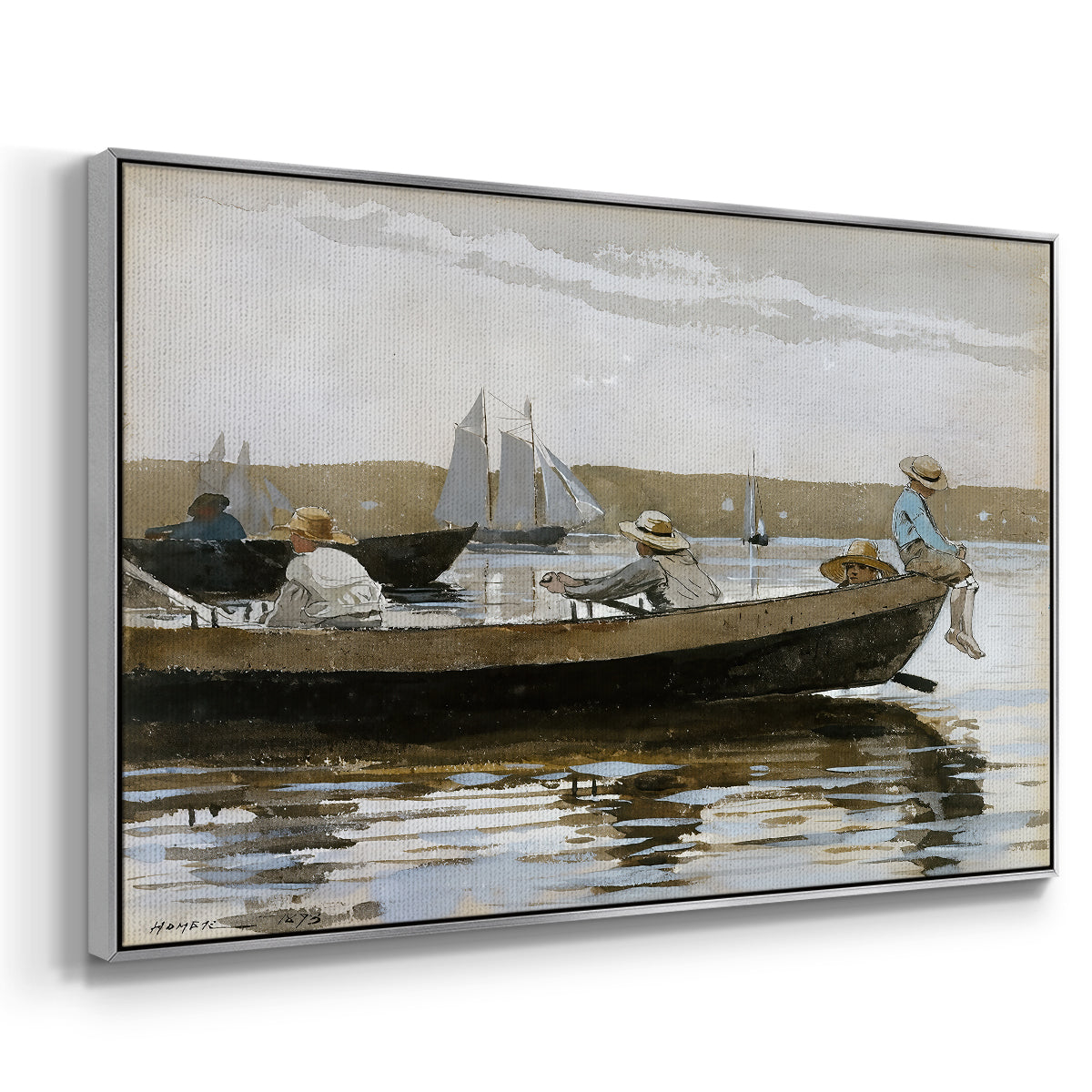 Boys in a Dory, 1873 - Floater Framed Canvas Print