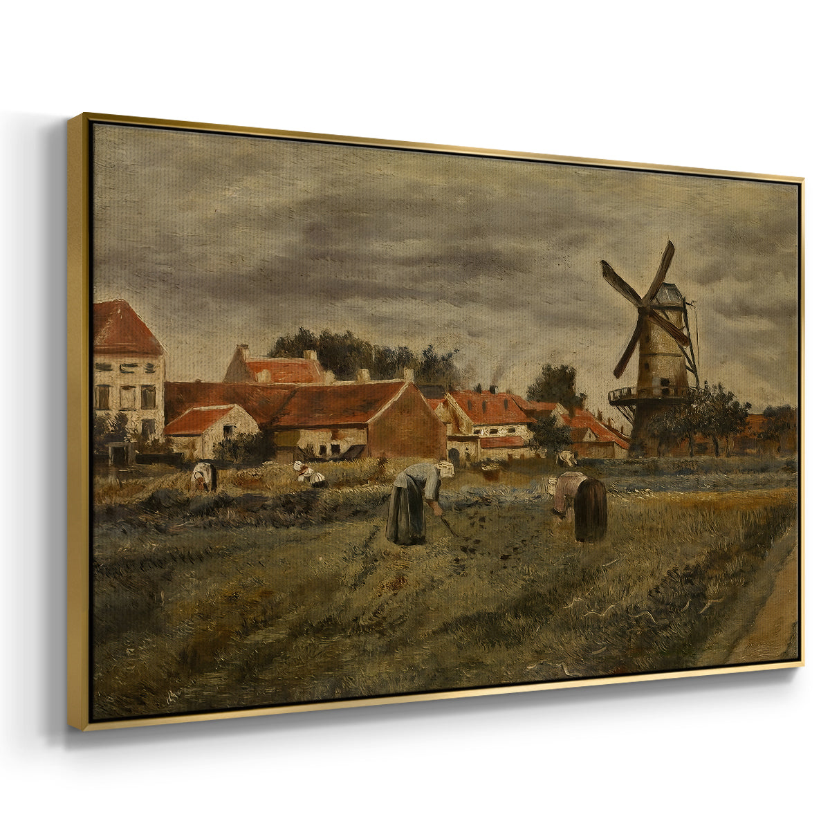 The Potato Harvest, c. 1875 - Floater Framed Canvas Print