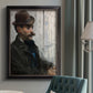 Impressionist portrait of a seated man by Édouard Manet in an {frame_style_descriptor} displayed in a neutral interior setting.