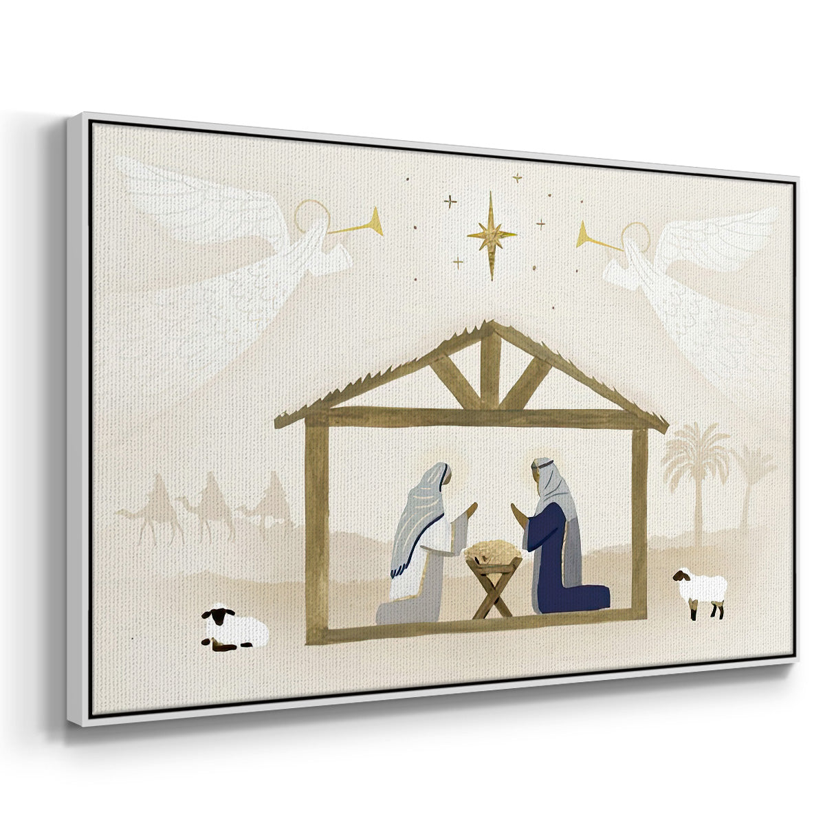 Away in a Manger Collection A - Framed Gallery Wrapped Canvas in Floating Frame