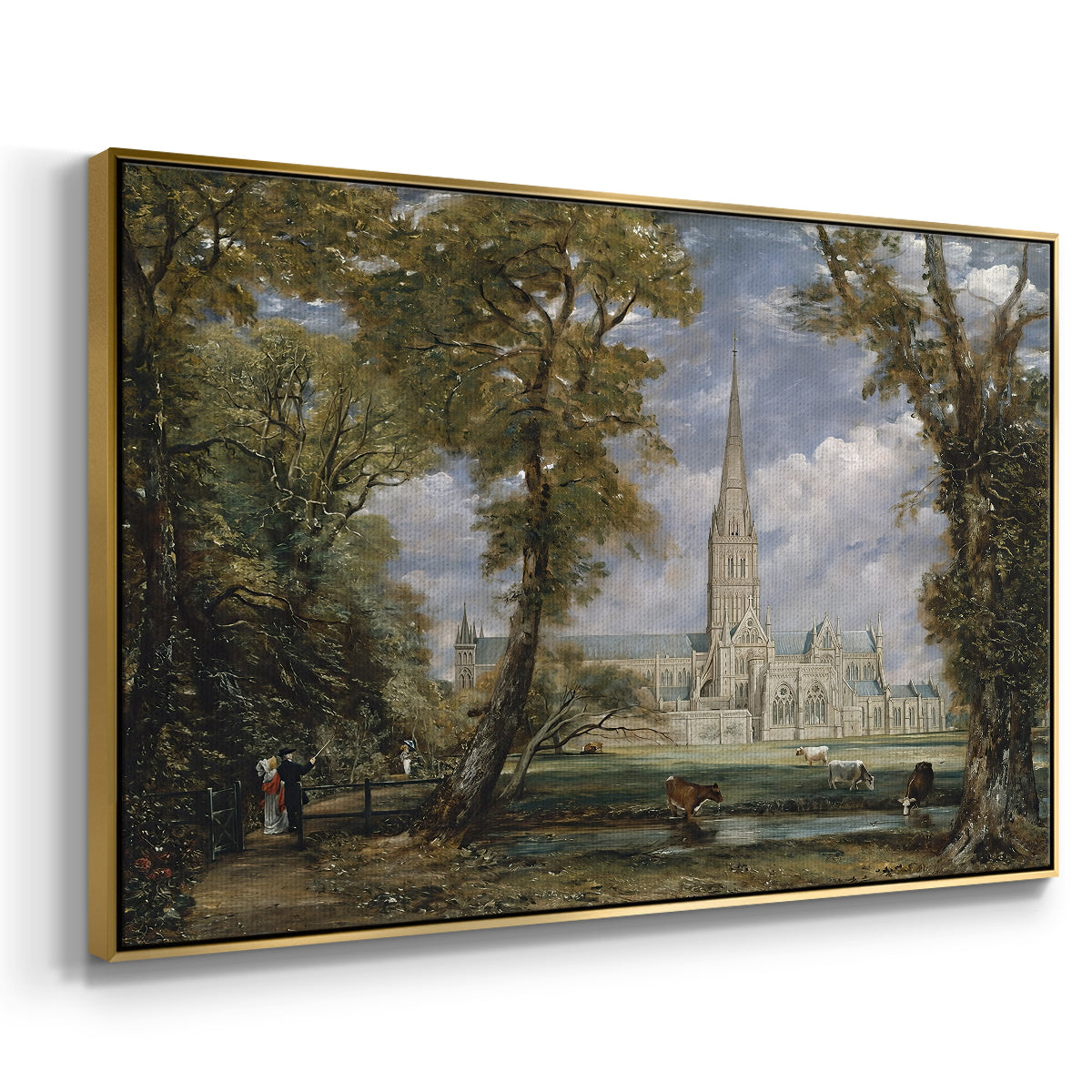 Salisbury Cathedral from the Bishop's Grounds, c. 1825 - Floater Framed Canvas Print