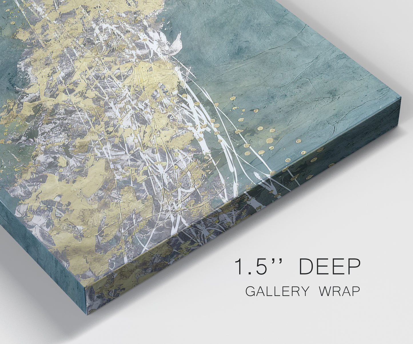 Close-up view of wrapped canvas corner featuring soft abstract wind movement.