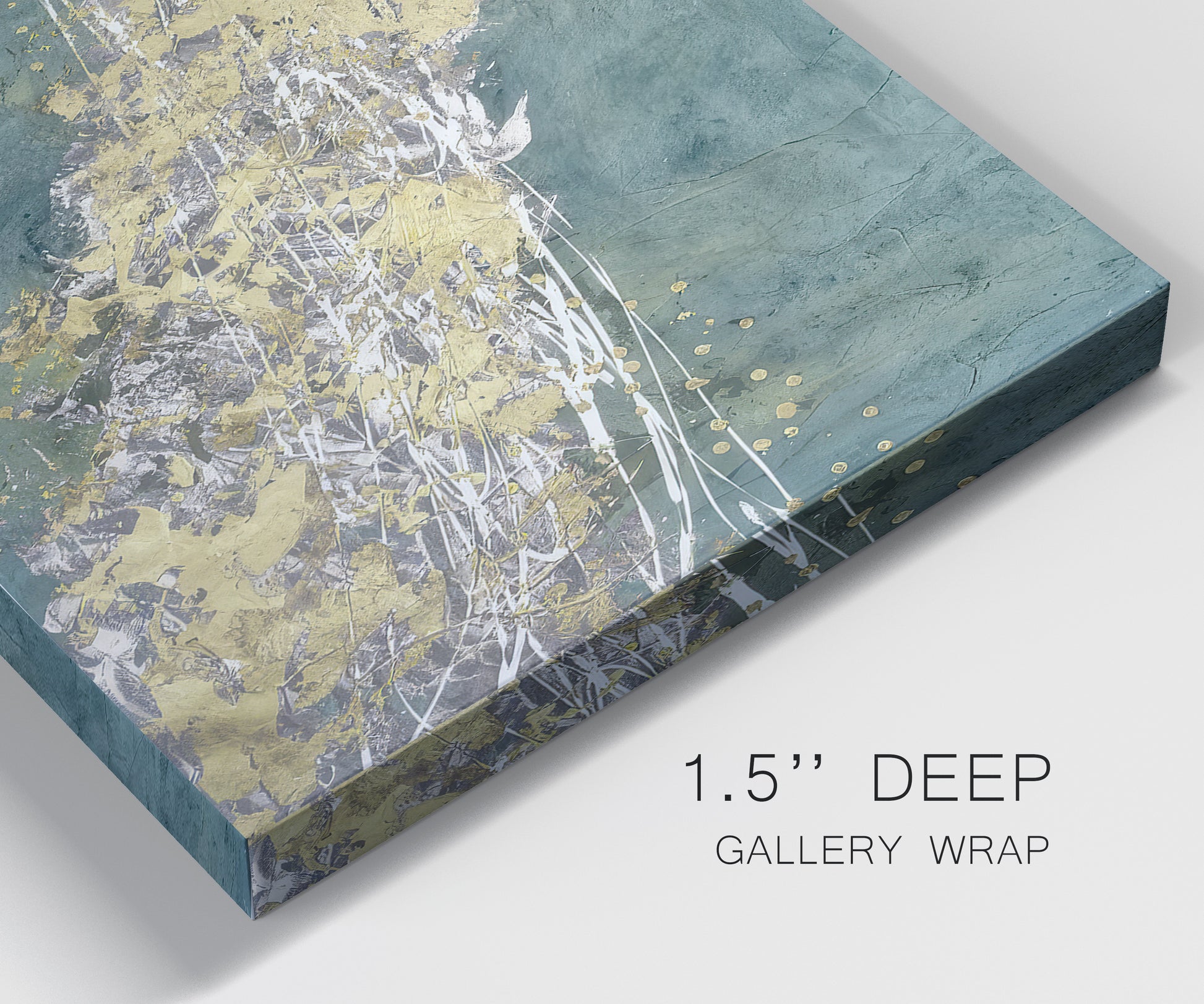 Close-up view of wrapped canvas corner featuring soft abstract wind movement.