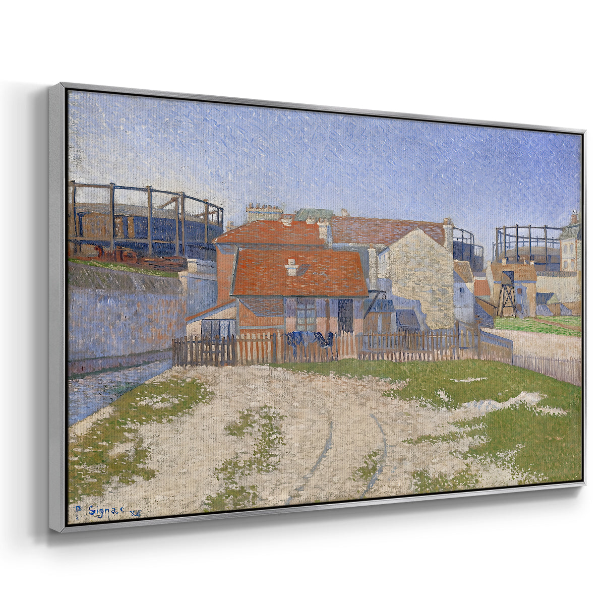 Gasometers at Clichy, 1886 - Floater Framed Canvas Print