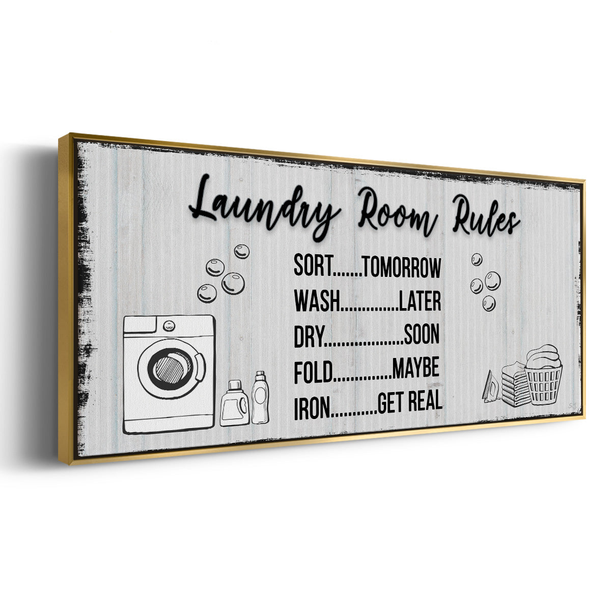 Laundry Room Rules - Floater Framed Canvas Print