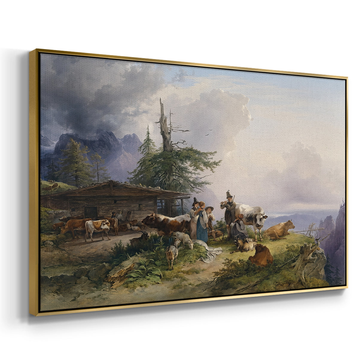 An Alpine Farm on the Untersberg, 1835 - Floater Framed Canvas Print