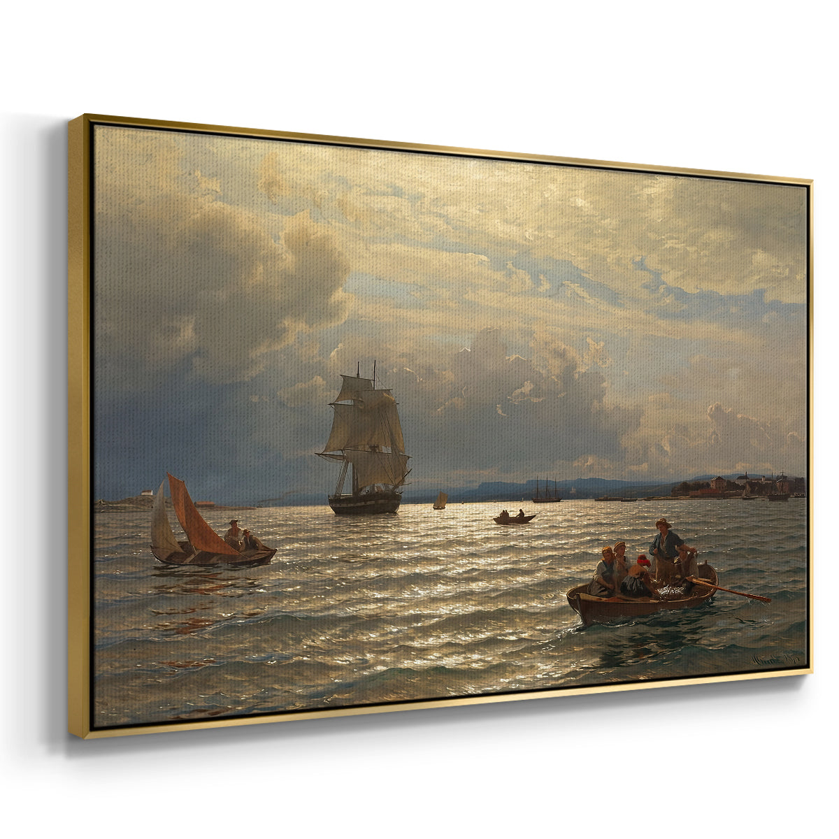 From the Inlet of Oslo, 1874 - Floater Framed Canvas Print