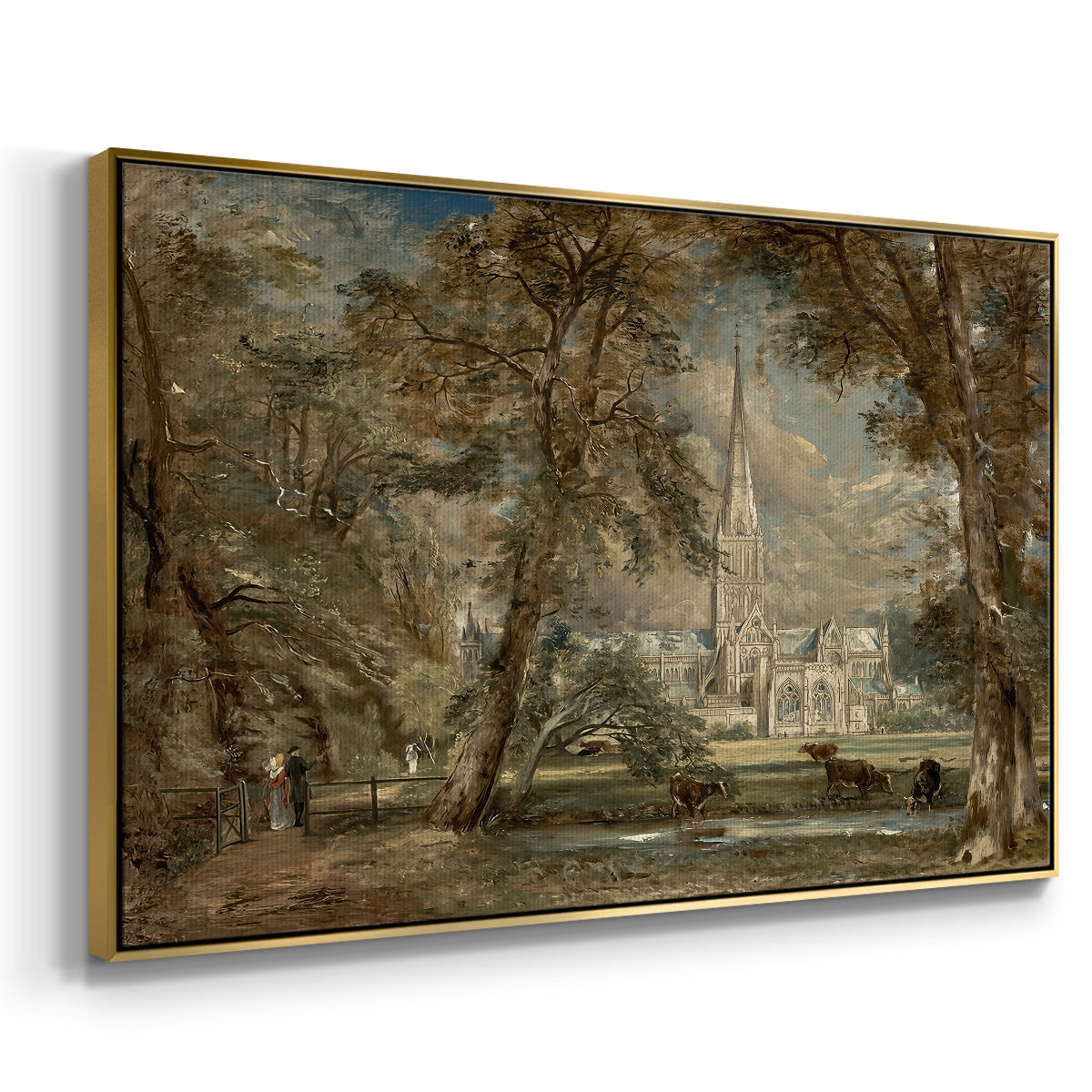 Salisbury Cathedral from the Bishop's Grounds, c. 1822-1823 - Floater Framed Canvas Print