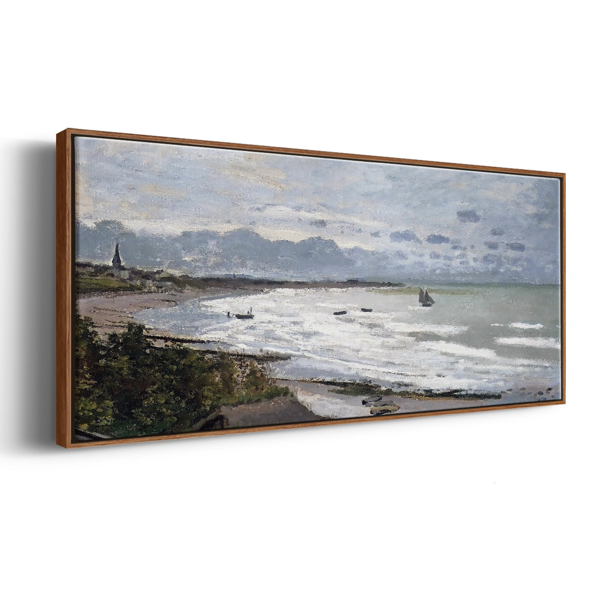 The Beach at Saint Adresse, 1876 - Floater Framed Canvas Print
