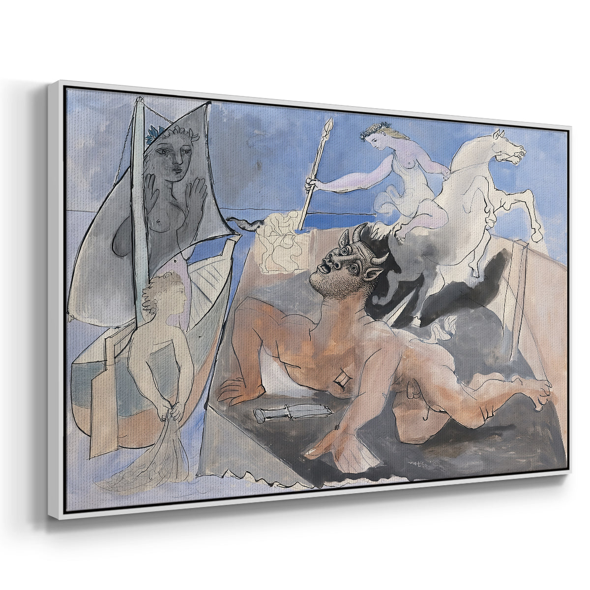 Composition with Minotaur, 1936 - Floater Framed Canvas Print