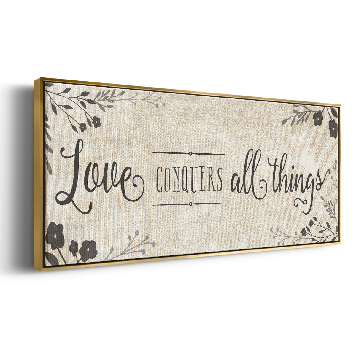 Love Conquers - Floater Framed Canvas Print