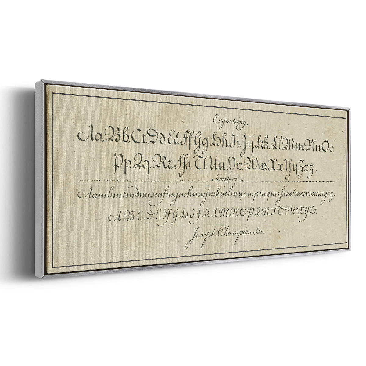 Manuscript Sampler V - Floater Framed Canvas Print