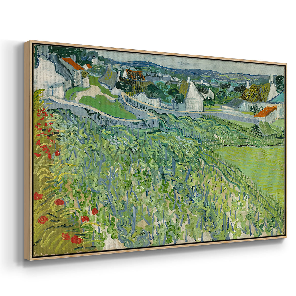 Vineyards at Auvers, 1890 - Floater Framed Canvas Print