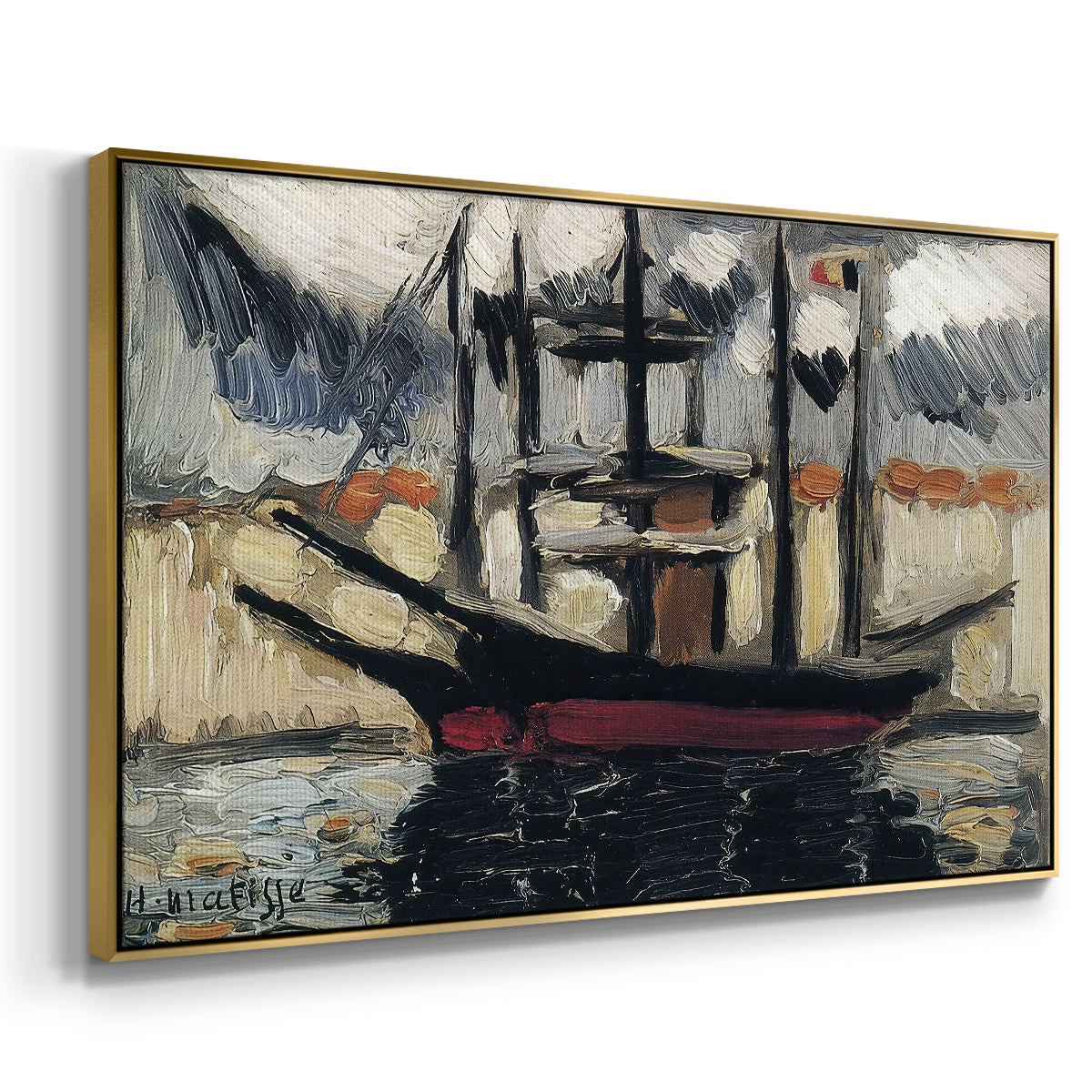 Two Boats Side by Side, Port of Marseilles, c. 1916 - Floater Framed Canvas Print