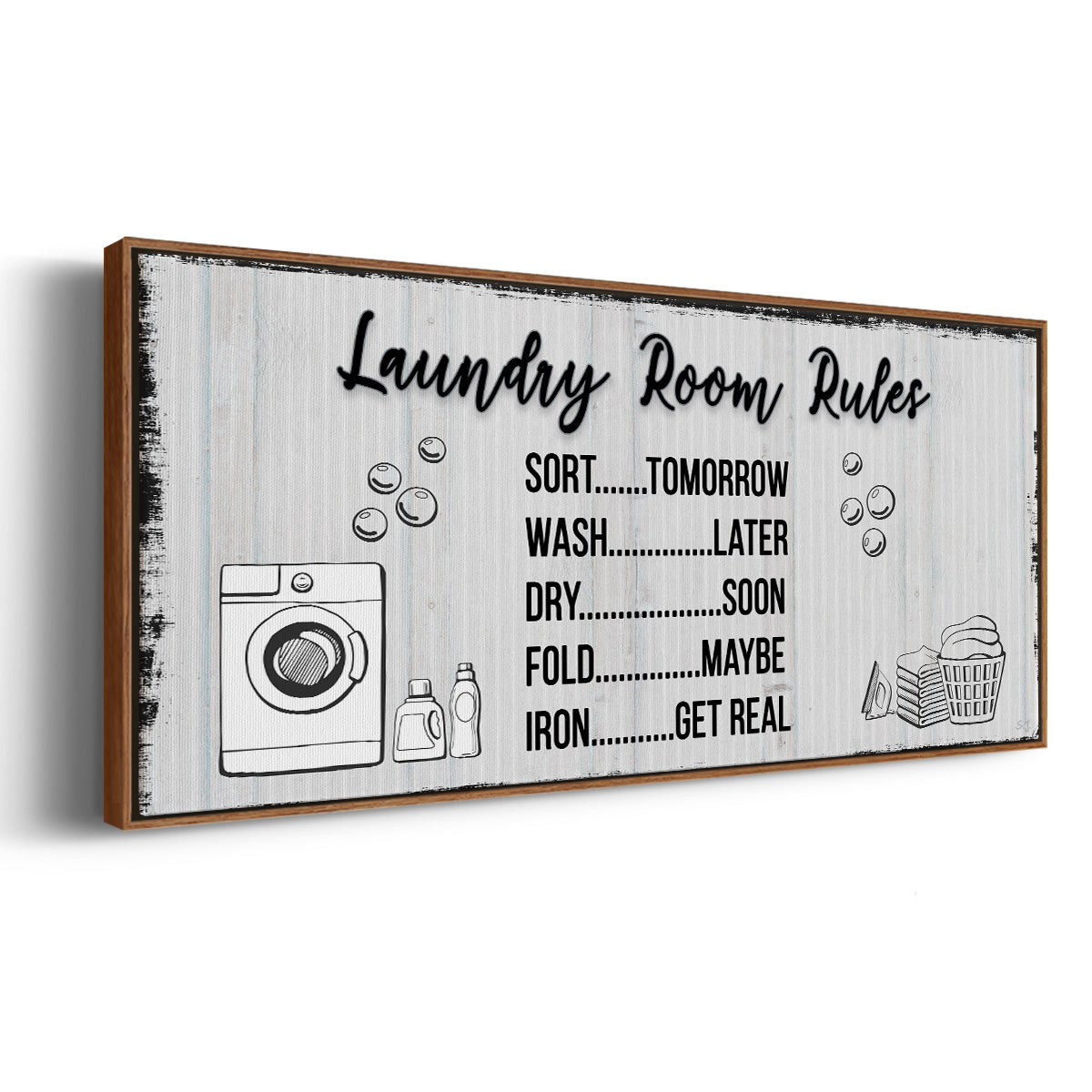 Laundry Room Rules - Floater Framed Canvas Print