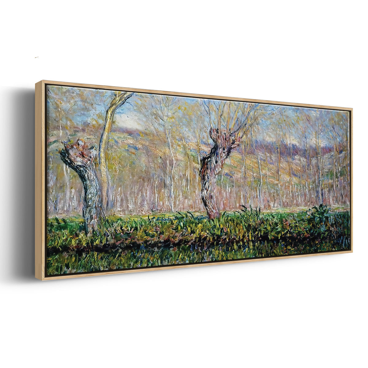 The Banks of the River Epte in Springtime, 1885 - Floater Framed Canvas Print