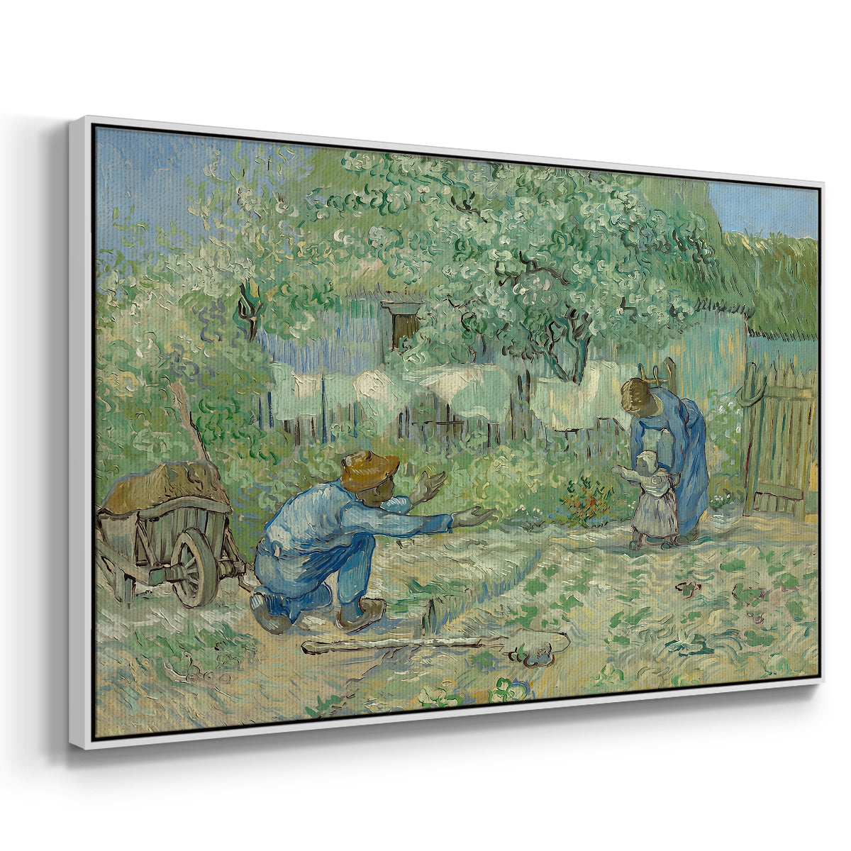 First Steps after Millet, 1890 - Floater Framed Canvas Print