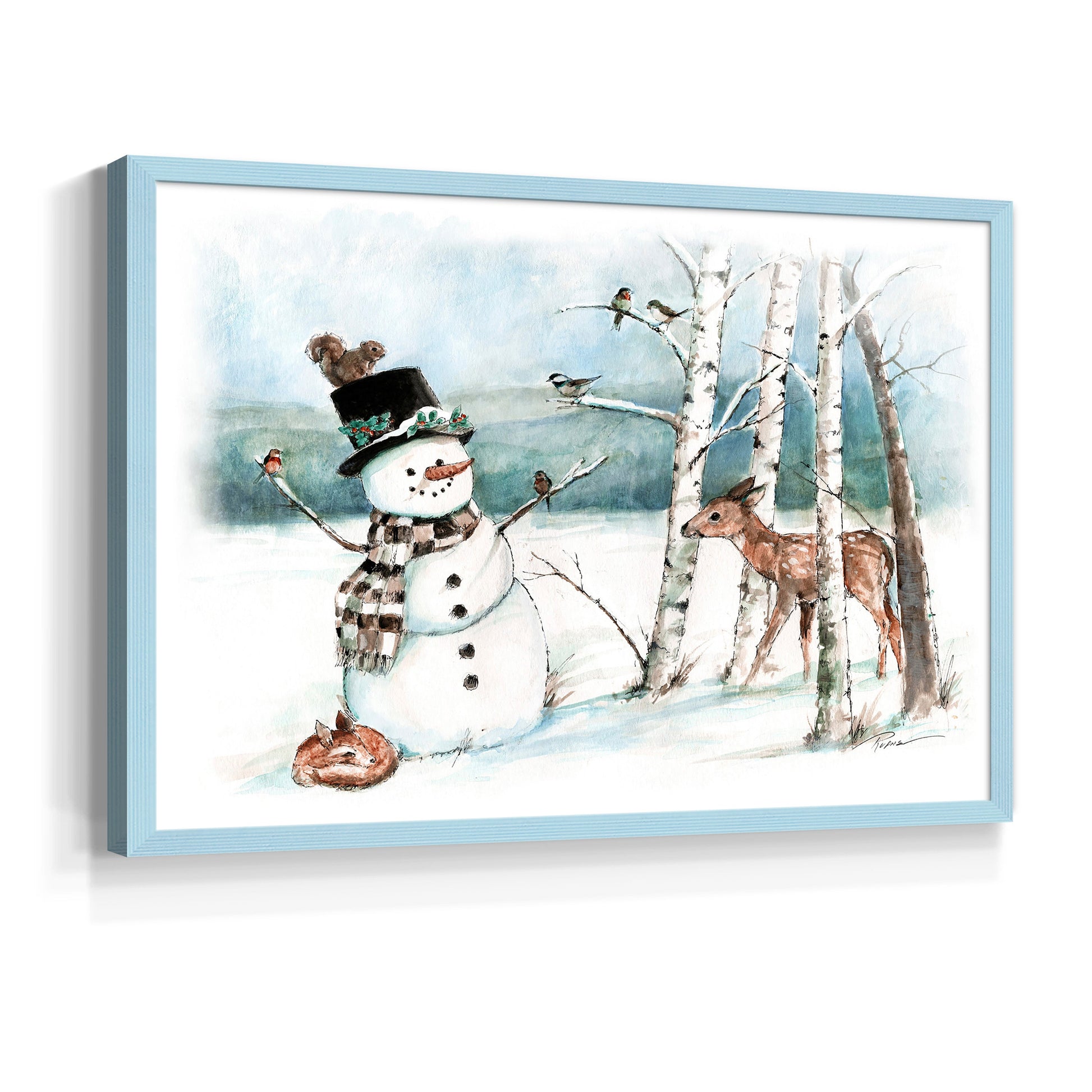 42975,snowman,deer,winter,forest,snowy landscape,birds,birch trees,scarf,top hat,wildlife,nature,frost,season,serene,animal,frosty,woodlands,frozen,cold,playful,outdoors,charming,magical,landscape art,whimsical,fauna,friendly,wildlife observation,tranquility,country scene,illustration,snowflakes,seasonal,heritage,woodland creatures,holiday,scenic,peaceful,natural beauty,art,Re-stickable,Landscape & Nature