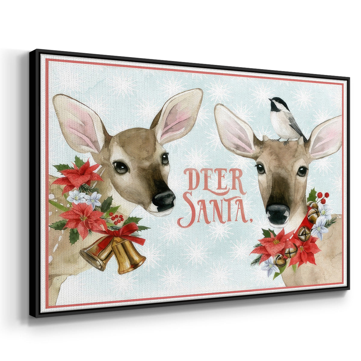 Deer Christmas Collection A - Framed Gallery Wrapped Canvas in Floating Frame