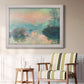 Impressionist winter river sunset scene by Claude Monet in an ornate weathered white frame displayed in a light-toned interior setting.
