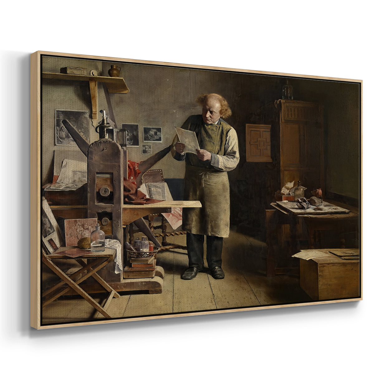 The Plate Printer, 1875 - Floater Framed Canvas Print