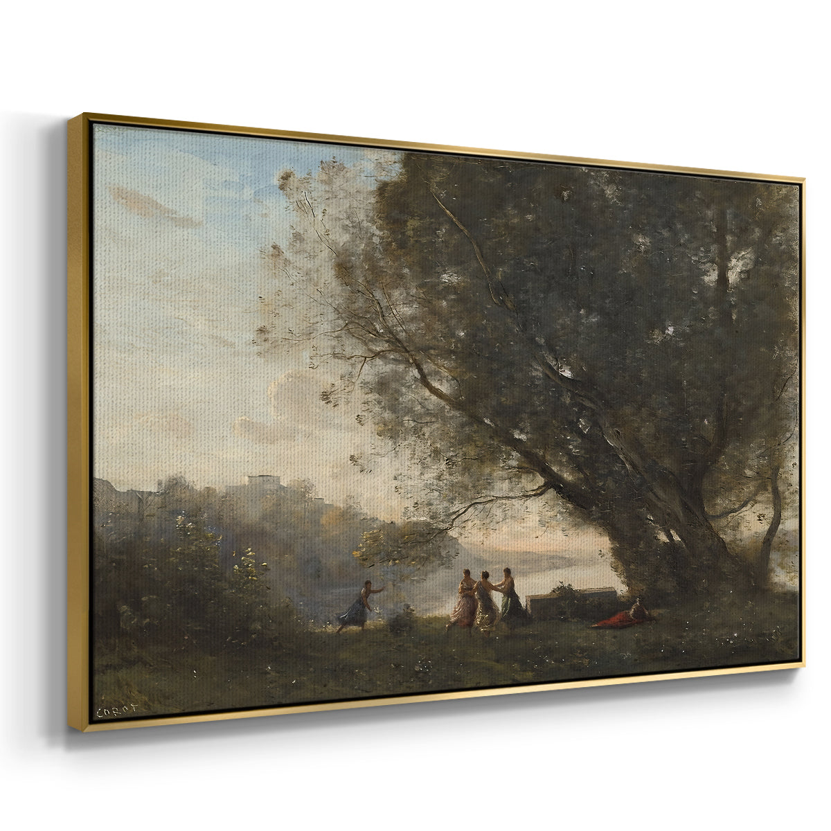 Dance Under the Trees at the Edge of the Lake, c. 1865-1870 - Floater Framed Canvas Print