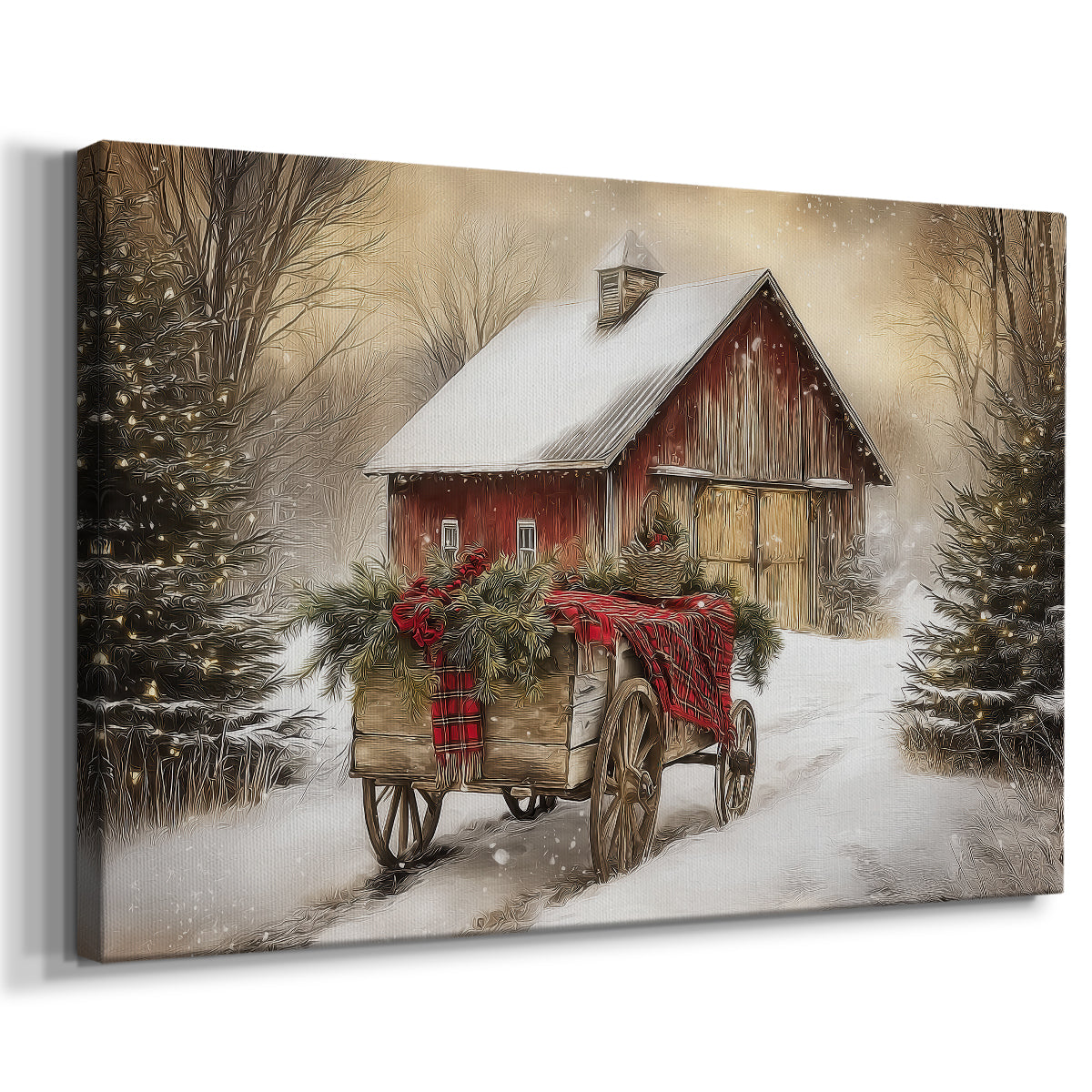 Dawn of Candlelit Village - Canvas Art Print