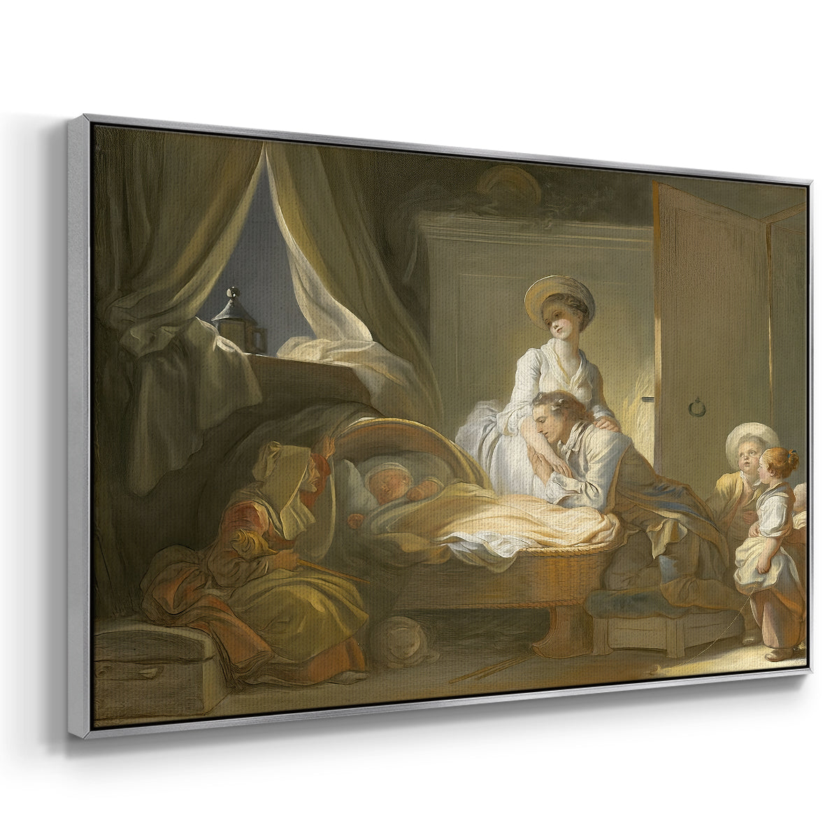 The Visit to the Nursery, c. 1775 - Floater Framed Canvas Print