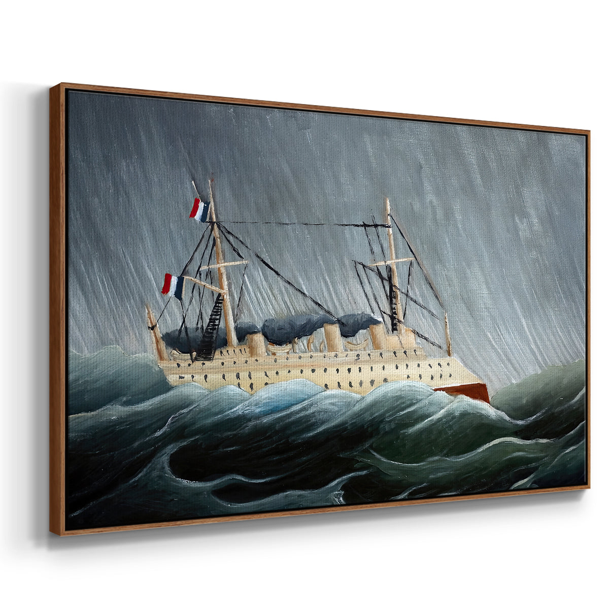 A Ship in the Storm, c. 1899 - Floater Framed Canvas Print