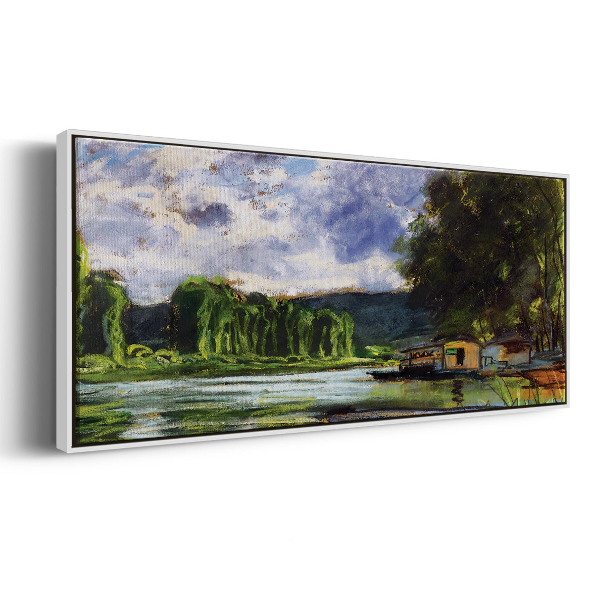 The Banks of the Seine near Jeufosse (Eure), 1880 - Floater Framed Canvas Print