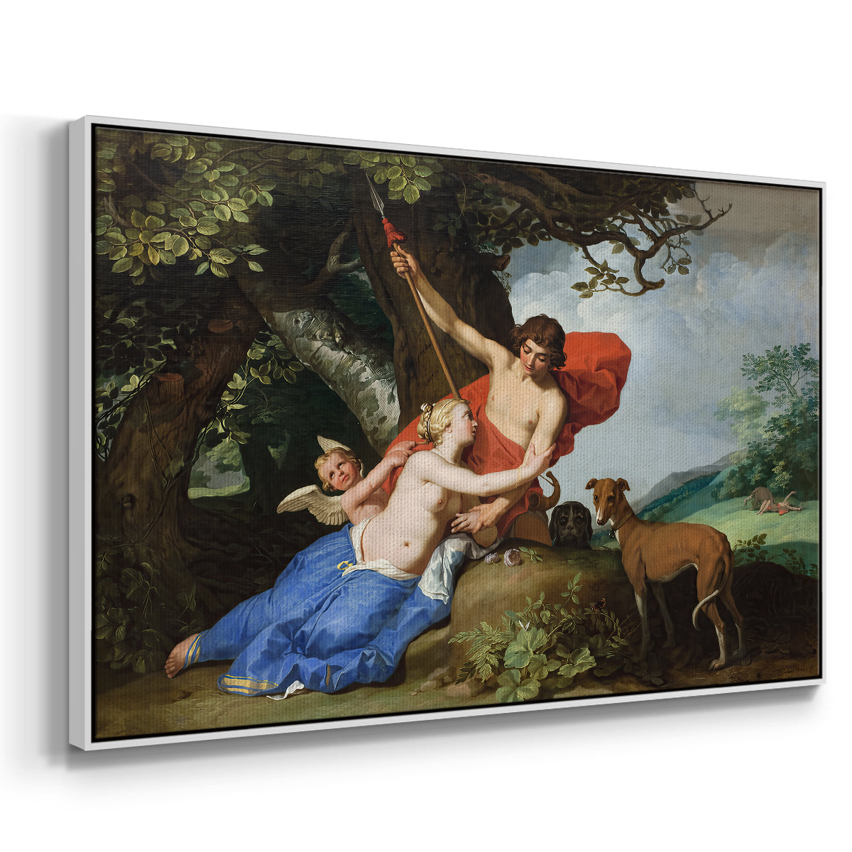 Venus and Adonis, 1632 - Floater Framed Canvas Print