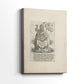 Side view of a canvas art print of a detailed illustration with strong outline and minimal shading, showing gallery-wrapped depth.