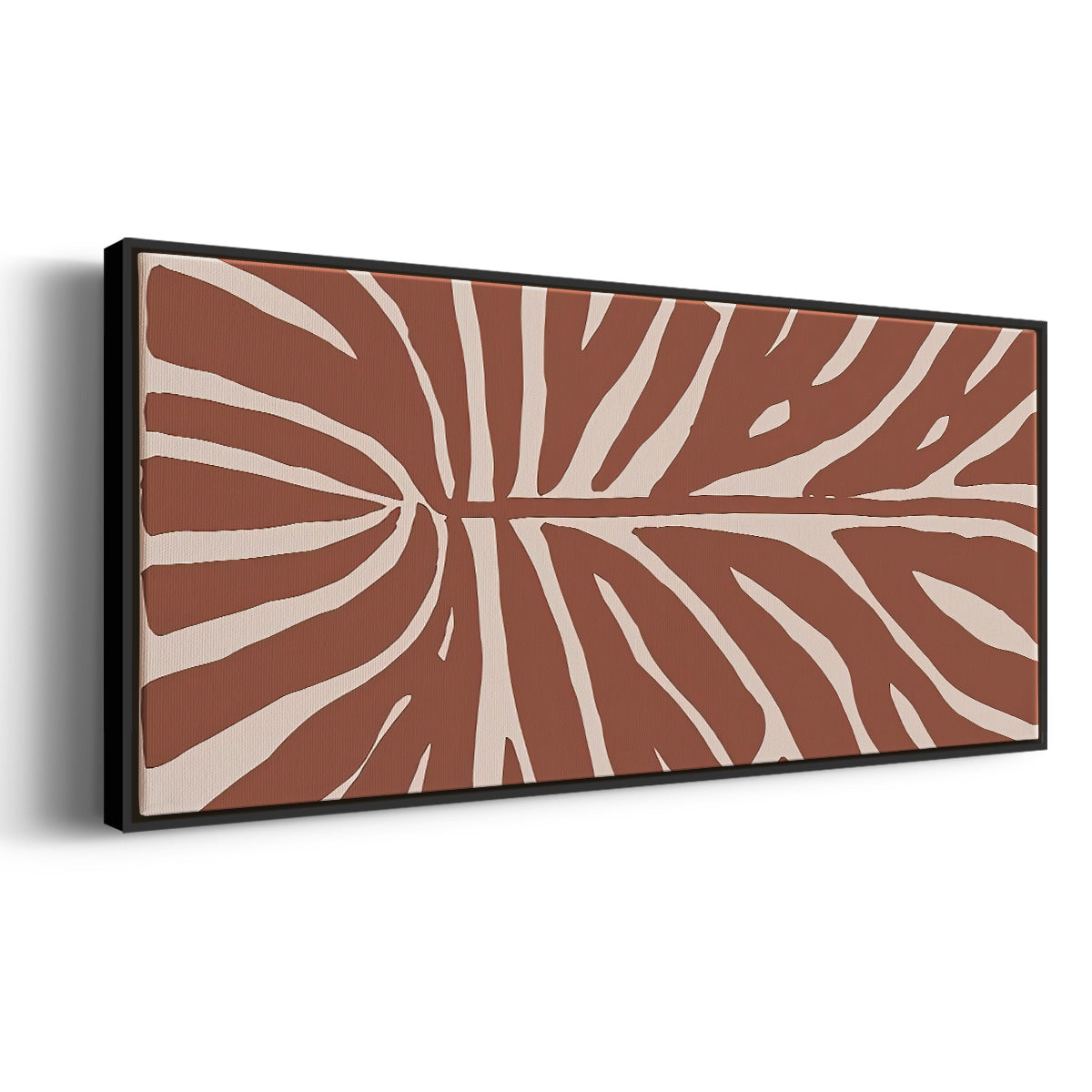 Terra Cotta Block Palms III - Floater Framed Canvas Print