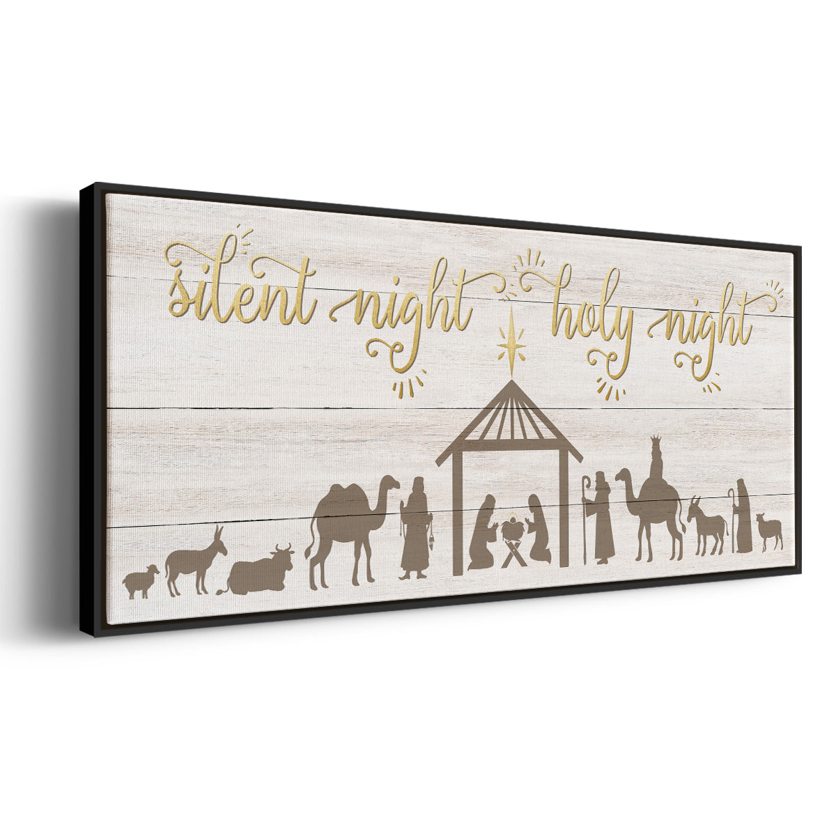 Silent Night Nativity - Floater Framed Canvas Print