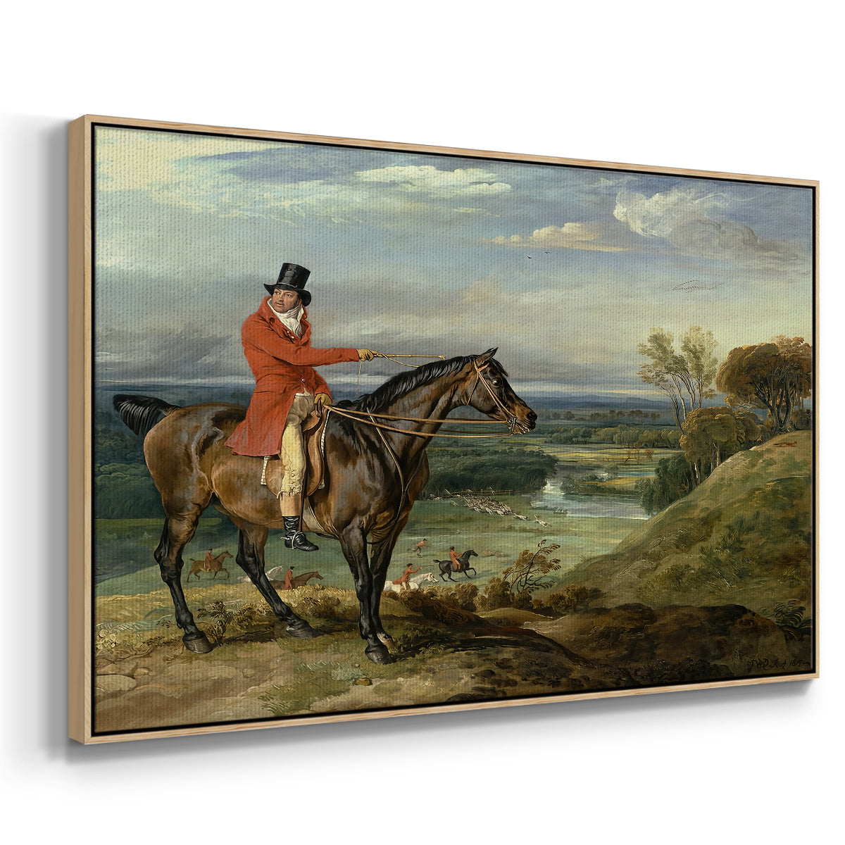 John Levett Hunting at Wychnor, Staffordshire, 1818 - Floater Framed Canvas Print