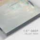 Close-up view of wrapped canvas corner featuring minimalist abstract emotional fields.