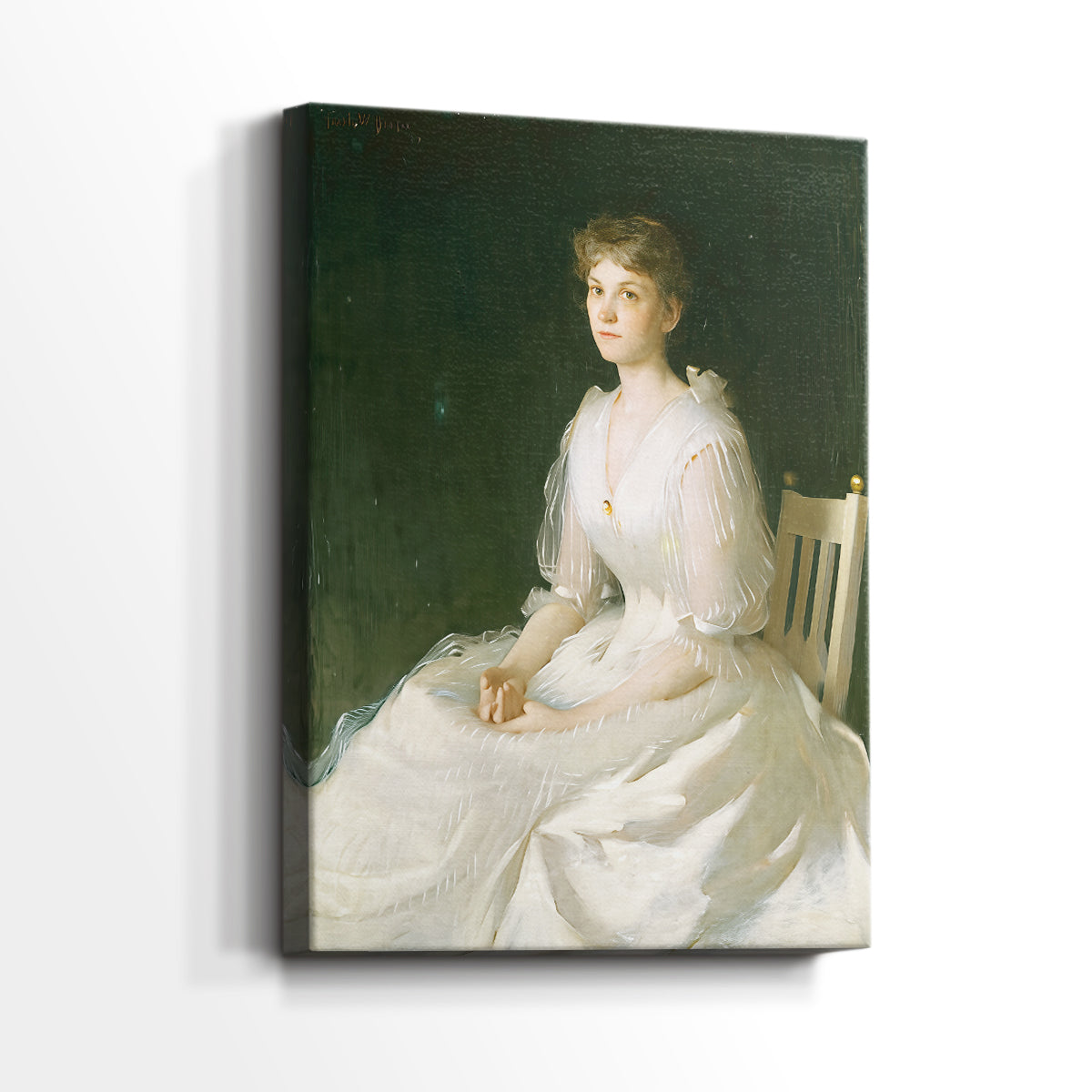 Side view of a canvas art print of a refined composition with subtle shading and texture, showing gallery-wrapped depth.