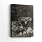 Side view of a canvas art print of a delicate arrangement with fresh seasonal blooms, showing gallery-wrapped depth.