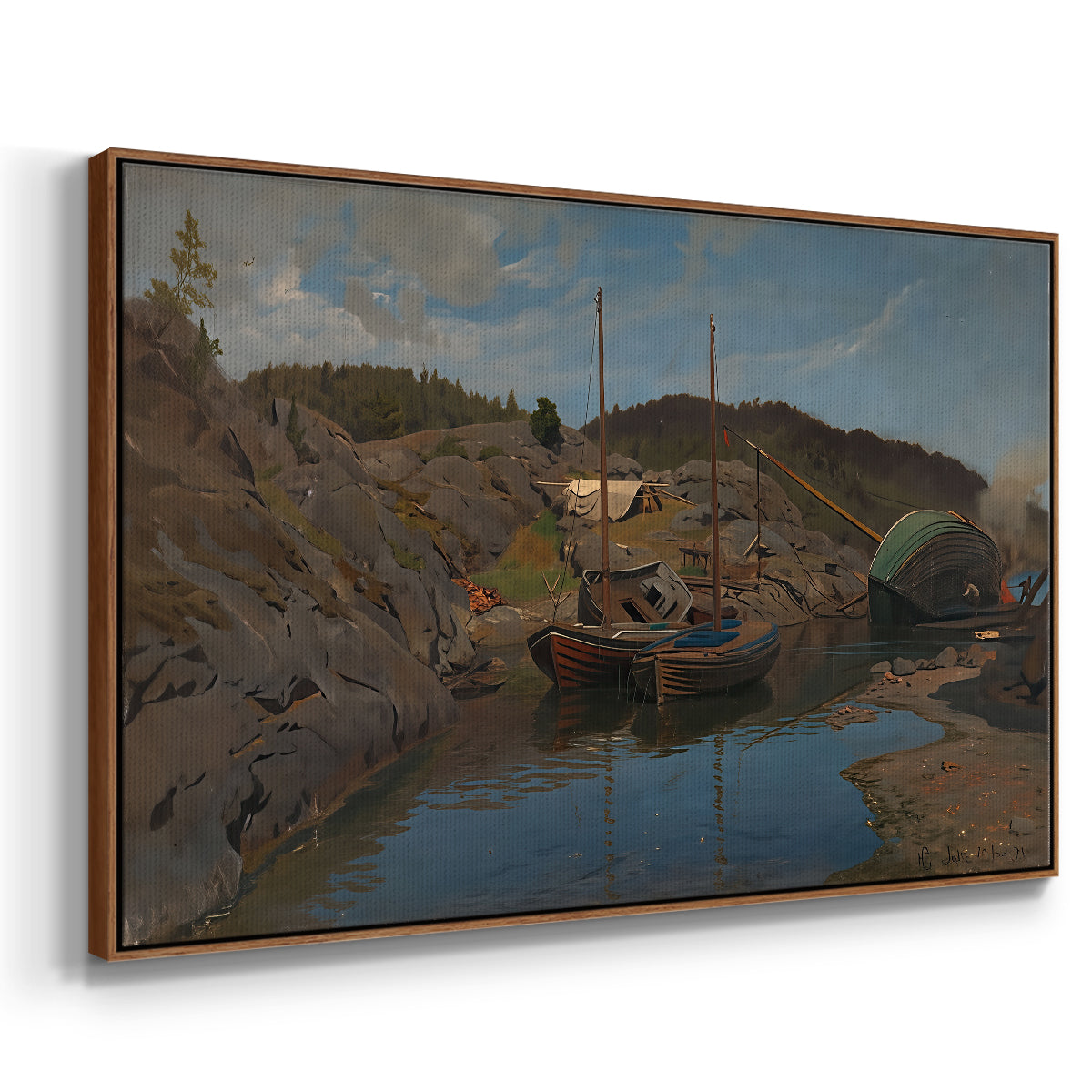 Pilotboats, 1875 - Floater Framed Canvas Print