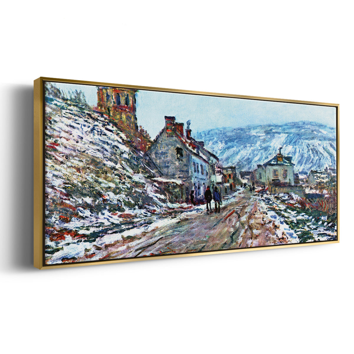Road to Vétheuil in Winter - Floater Framed Canvas Print