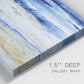 Close-up view of wrapped canvas corner featuring turbulent abstract ocean wave motion.