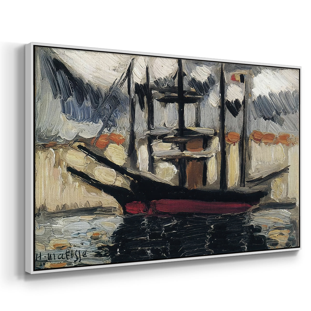 Two Boats Side by Side, Port of Marseilles, c. 1916 - Floater Framed Canvas Print
