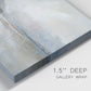 Close-up view of wrapped canvas corner featuring soft abstract horizon haze.