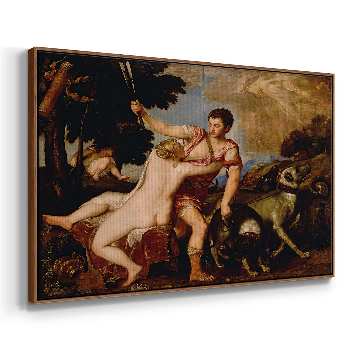 Venus and Adonis, 1554 - Floater Framed Canvas Print