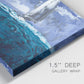 Close-up view of wrapped canvas corner featuring sailboats moving across water.
