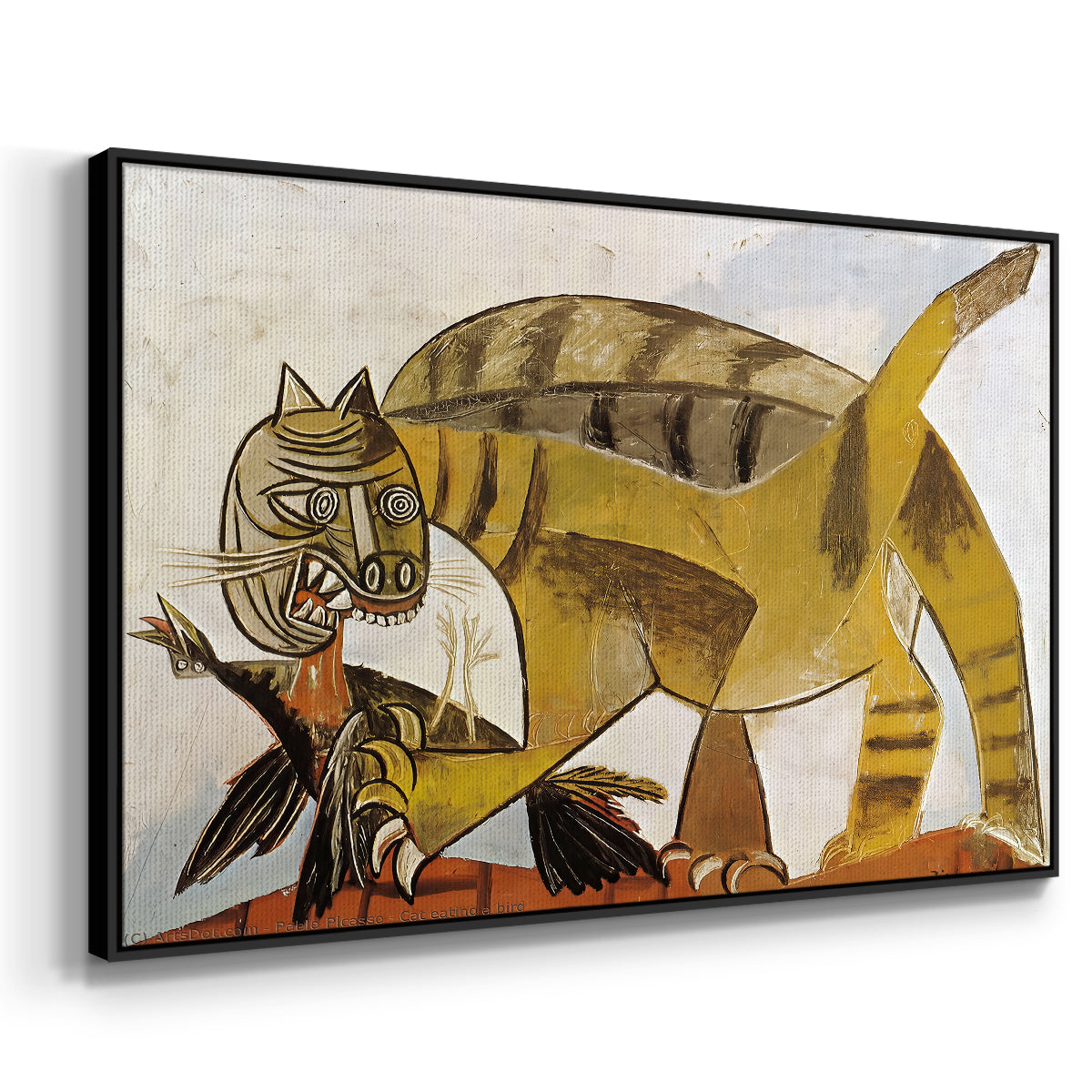 Cat Eating a Bird, 1939 - Floater Framed Canvas Print