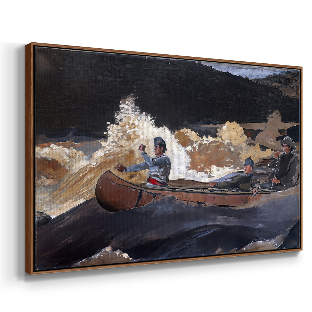 Shooting the Rapids, Saguenay River, 1905-1910 - Floater Framed Canvas Print