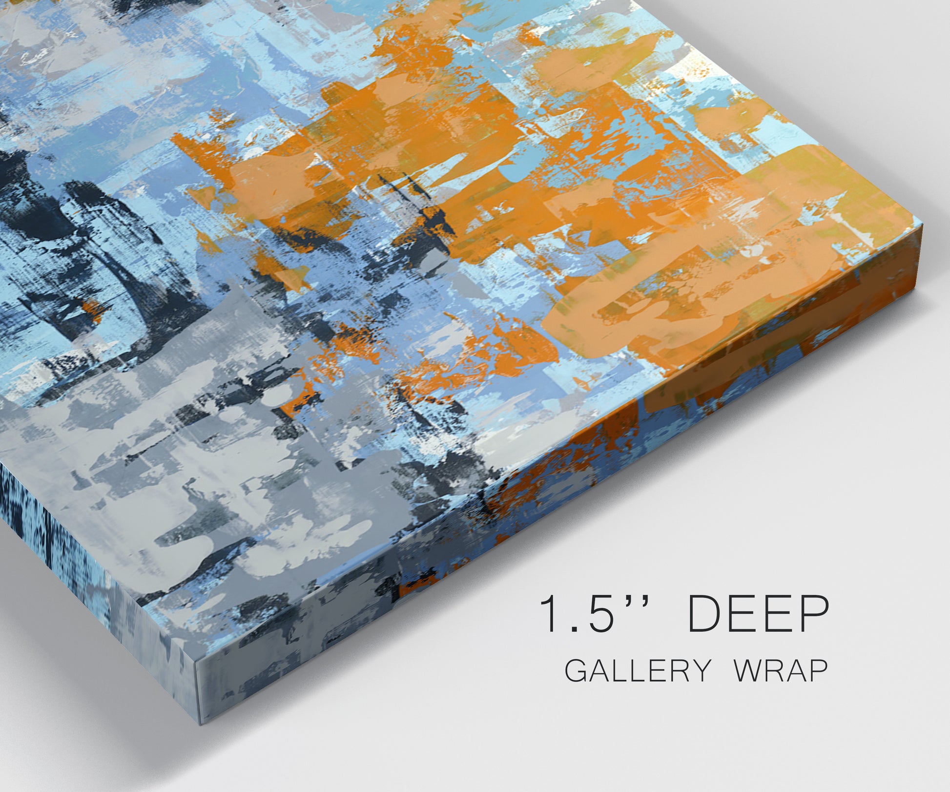 Close-up view of wrapped canvas corner featuring mid century abstract playground shapes.