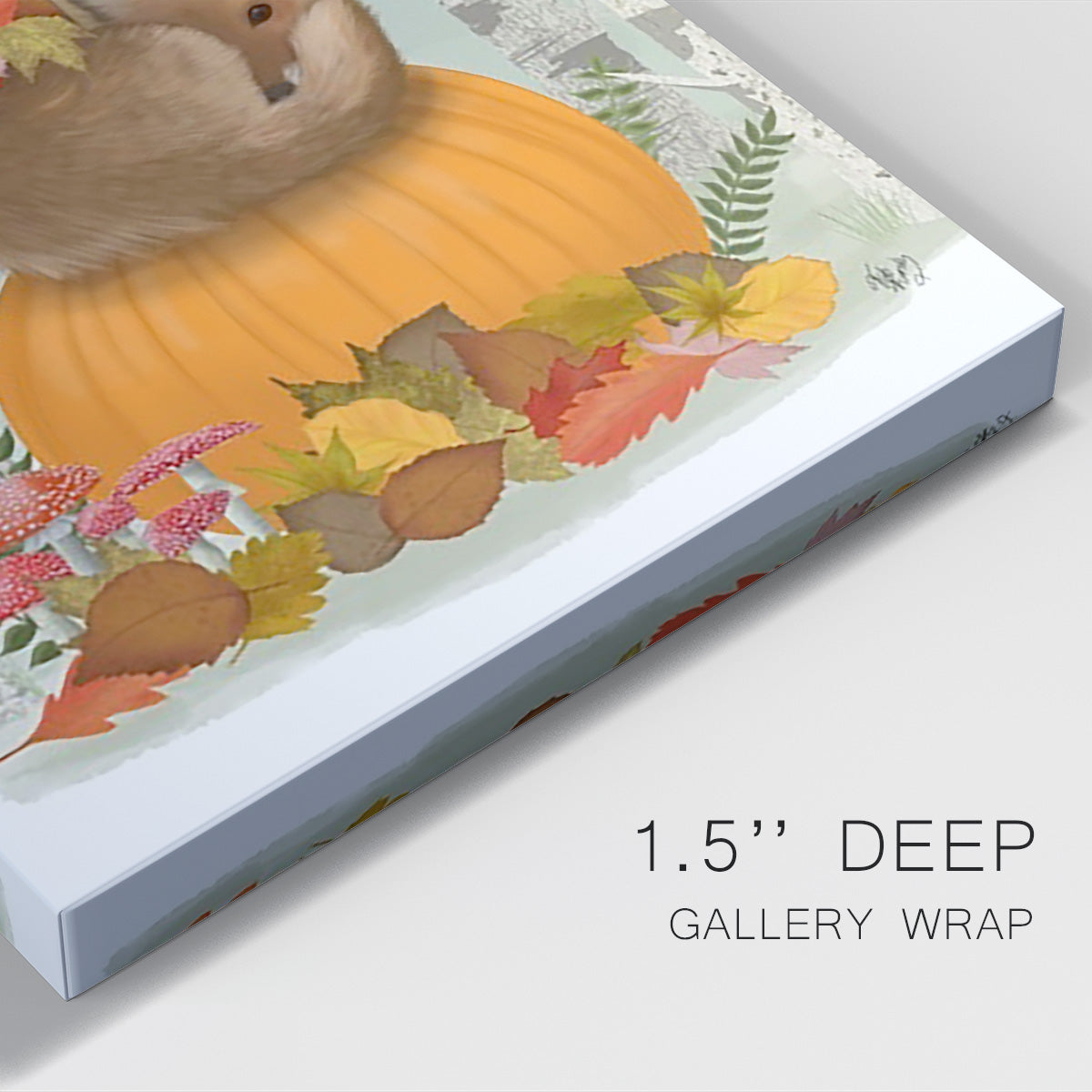 Fox Curled on Pumpkin Premium Gallery Wrapped Canvas - Ready to Hang