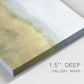 Close-up view of wrapped canvas corner featuring pastoral wheat field landscape.